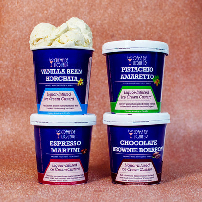 Four pints of Crème de Liqueur liquor-infused frozen custard boozy ice cream